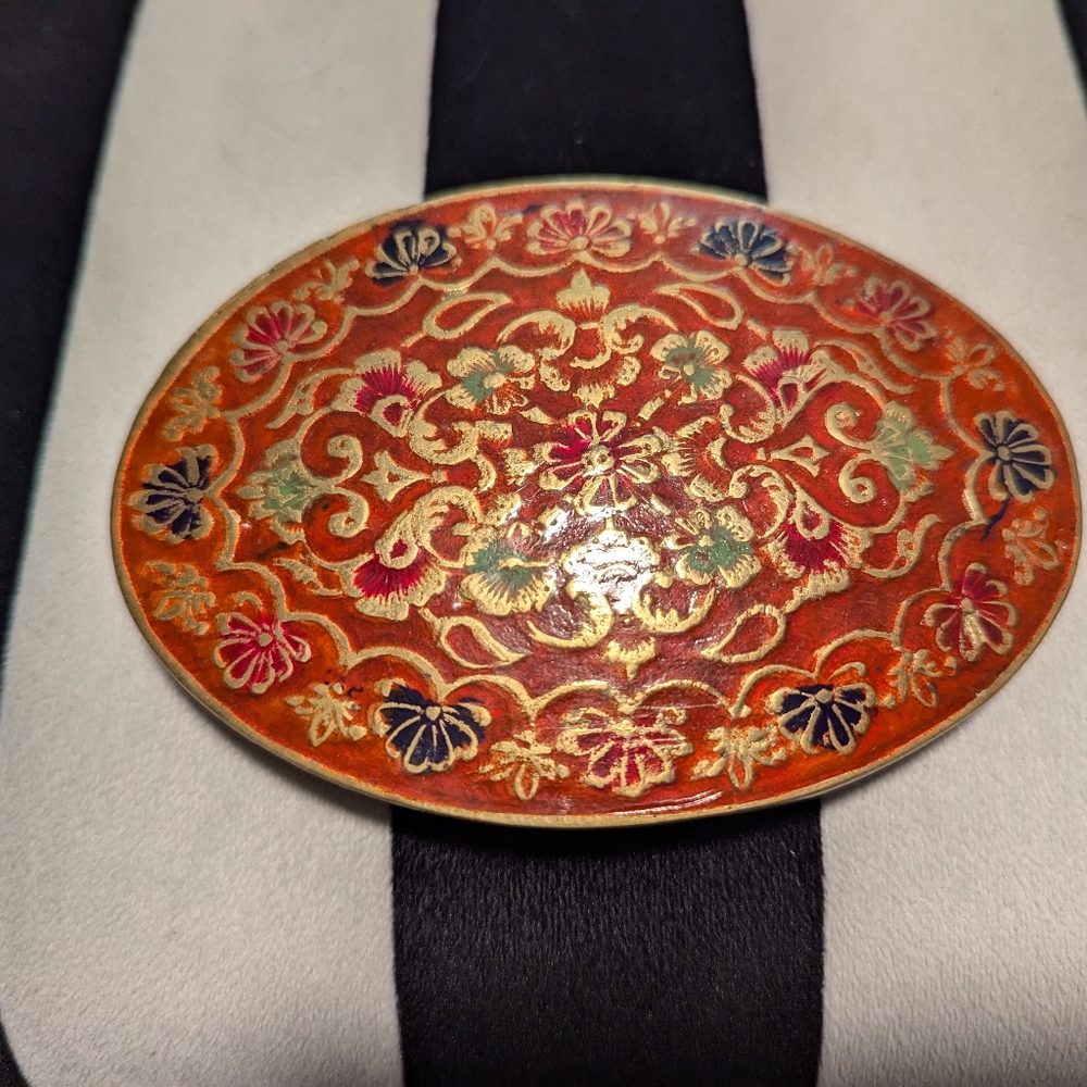 Vintage Indian enamel belt buckle